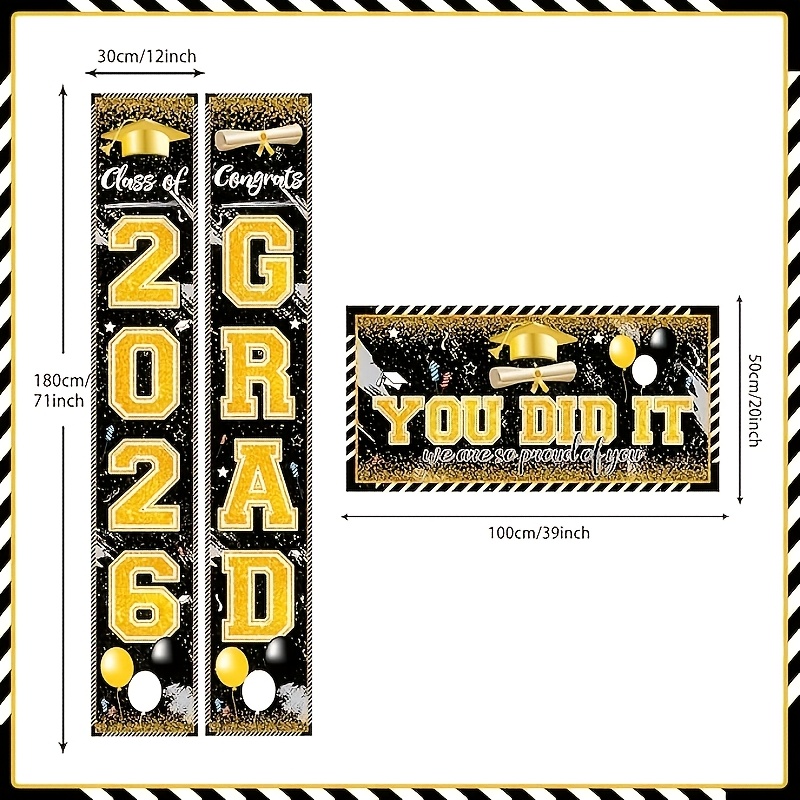 Party Banner Gold - Набор из 3-х 2D-баннеров для выпускного