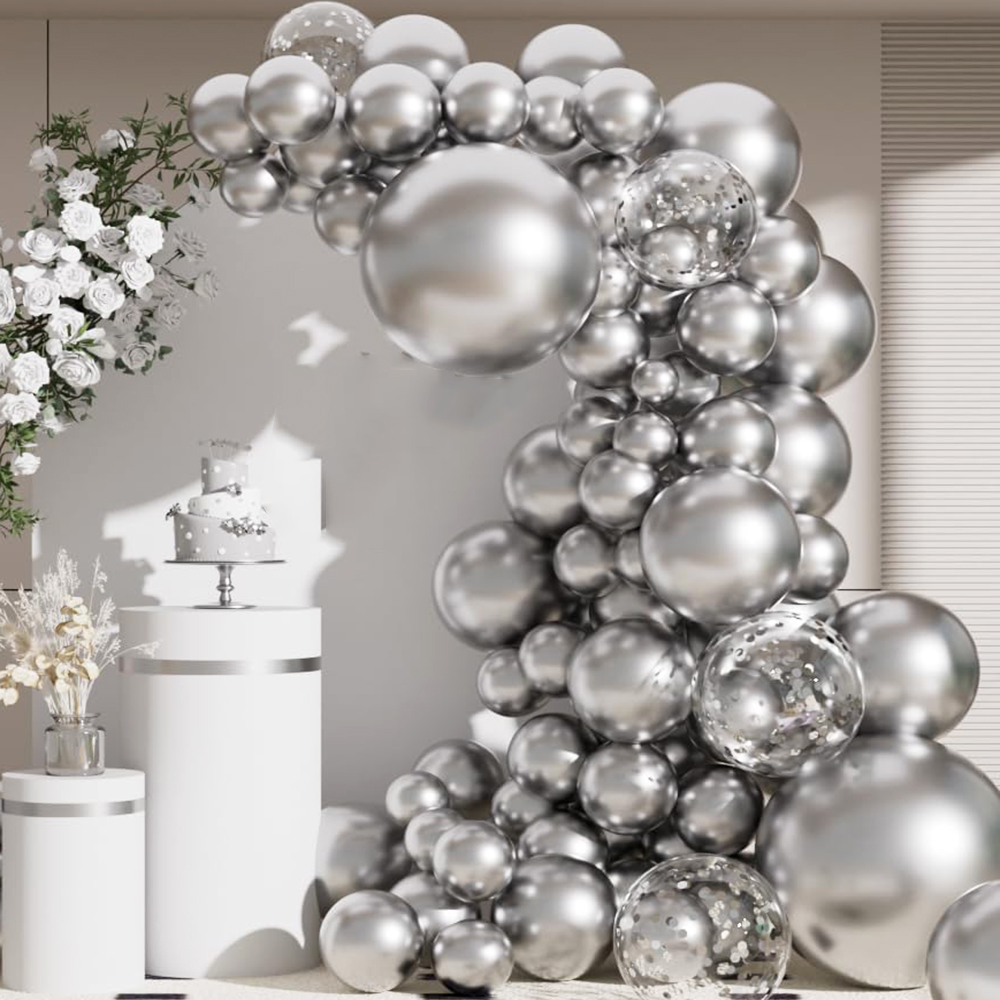 Balloon Arch Kit - 68 шт. металлические серебряные воздушные шары,