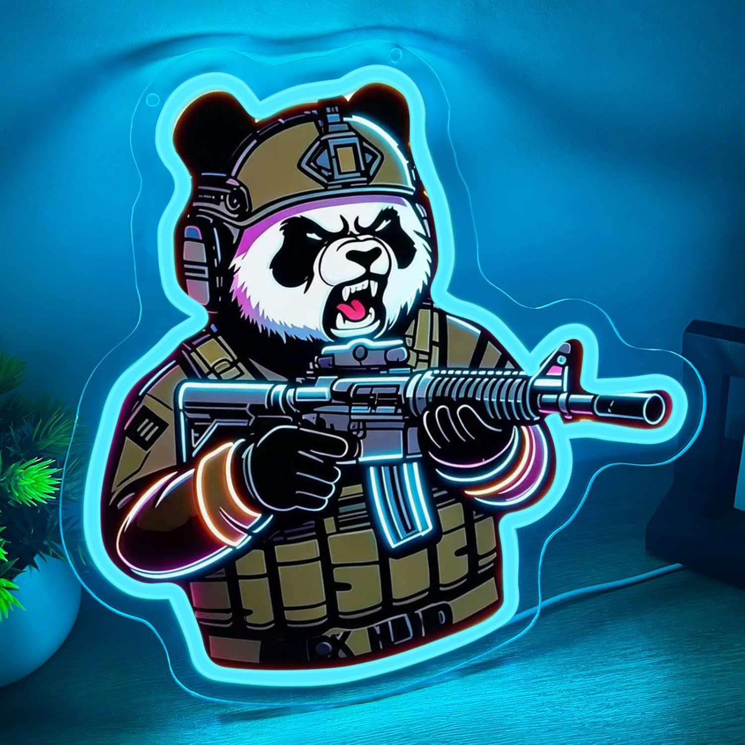 Neon Sign Party - Тактическая неоновая вывеска Panda с USB-питанием,