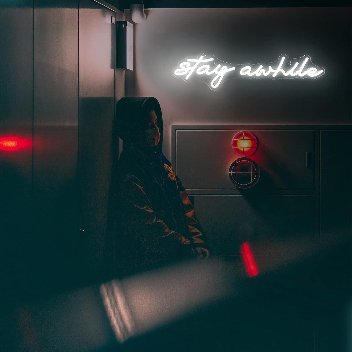 Неоновые вывески Stay Awhile с – обзор и цена Neon Sign Party