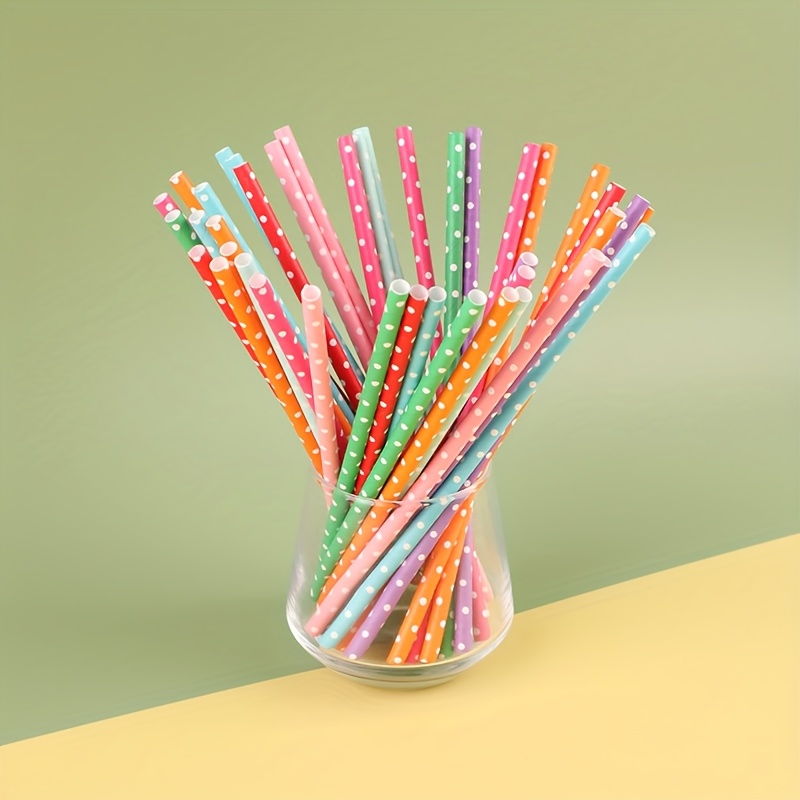 100 шт. красочные одноразовые  – обзор и цена Paper Straw Color
