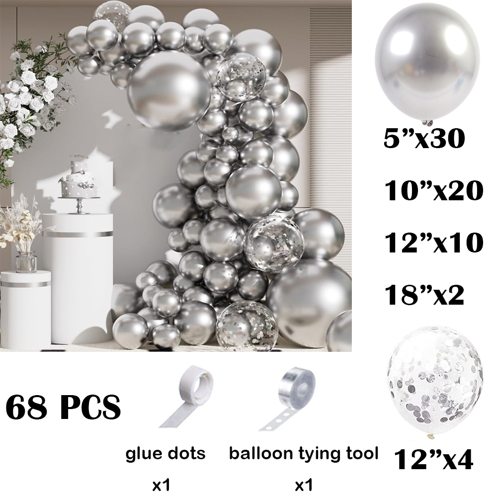 68 шт. металлические серебряны – обзор и цена Balloon Arch Kit